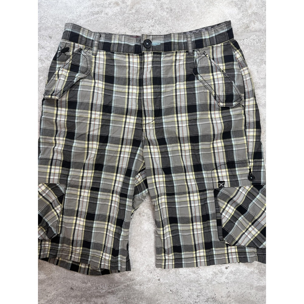 Artful Dodger Shorts Mens 30 Plaid Cargo Pockets Embroidered‎ Bug Patch